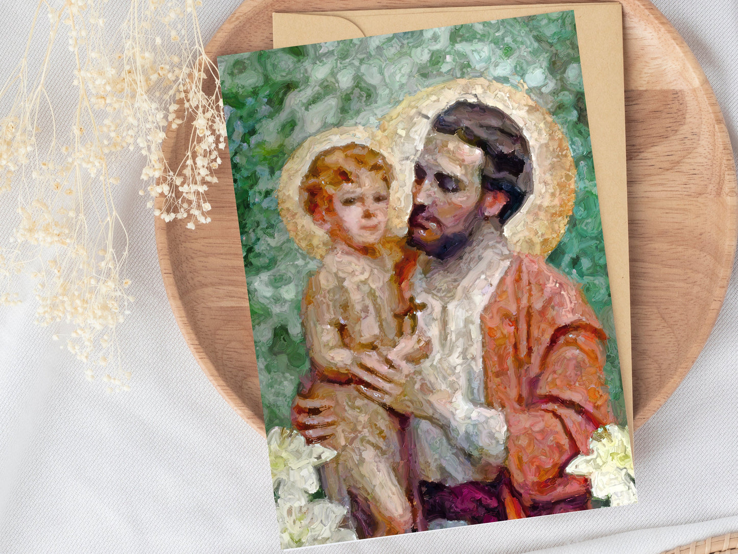 St. Joseph and Jesus Among the Lilies Print