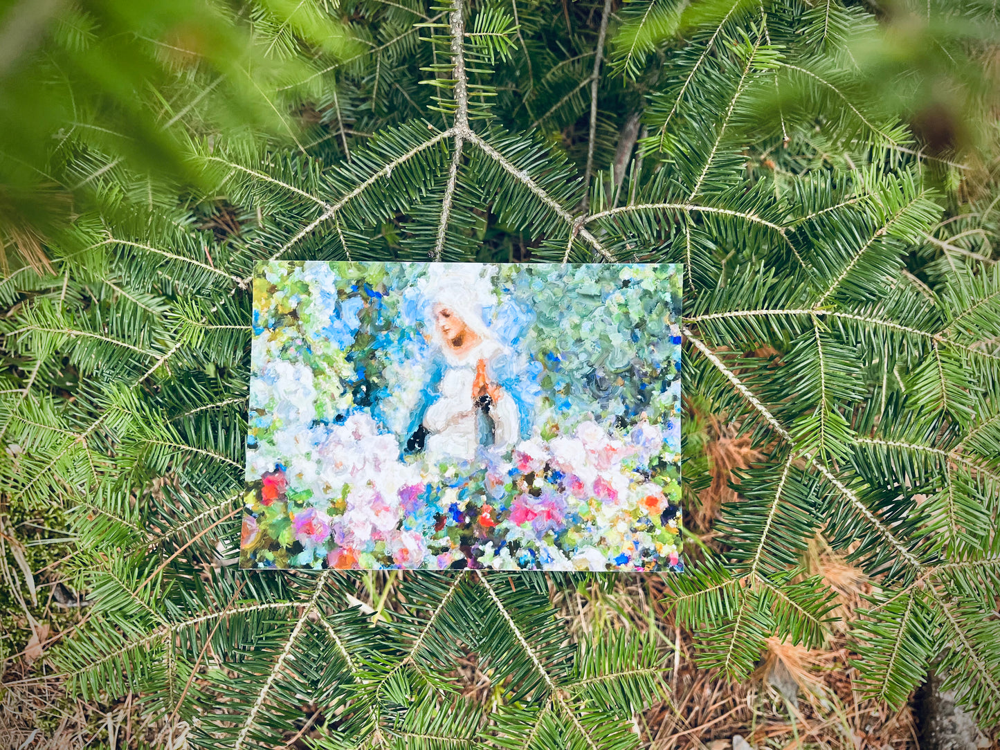 Our Lady Among the Flowers | Catholic Artwork | Virgin Mary | Virgin Mary Image | Catholic Gift | Mother Mary | Catholic Gifts for Women