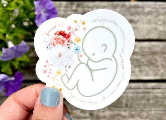 Prolife Sticker | Catholic Sticker | Catholic Gifts | Miscarriage Gift | Prolife Art | Catholic Confirmation Gift | Jeremiah 1:5 Bible Verse