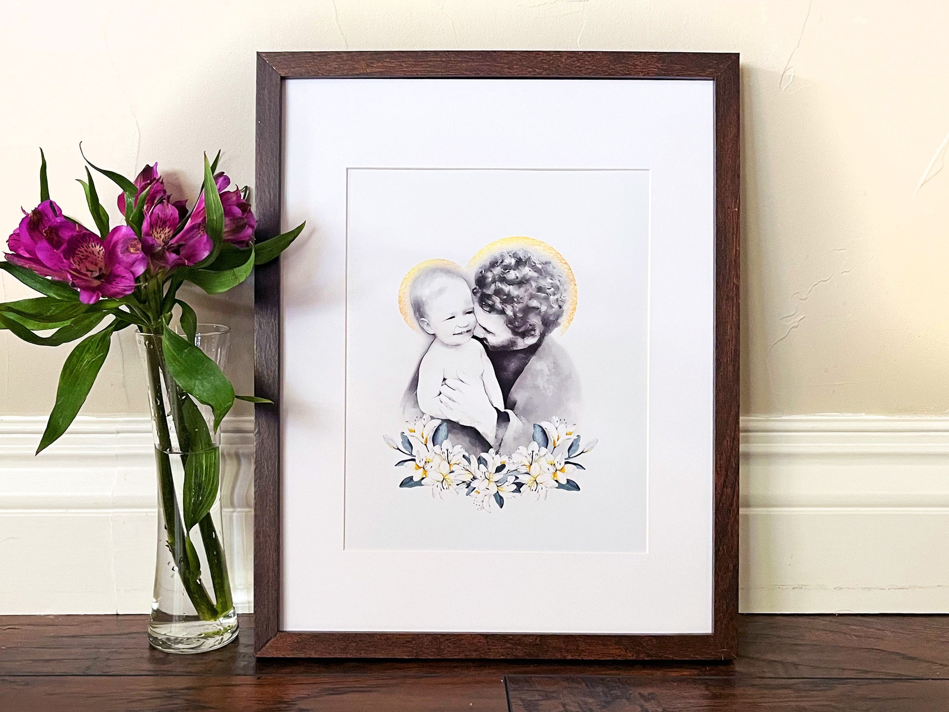 St. Joseph and the Child Jesus Print | Catholic Art | Catholic Gift | Saint Joseph | Baptism Gift | Catholic Gifts for Men