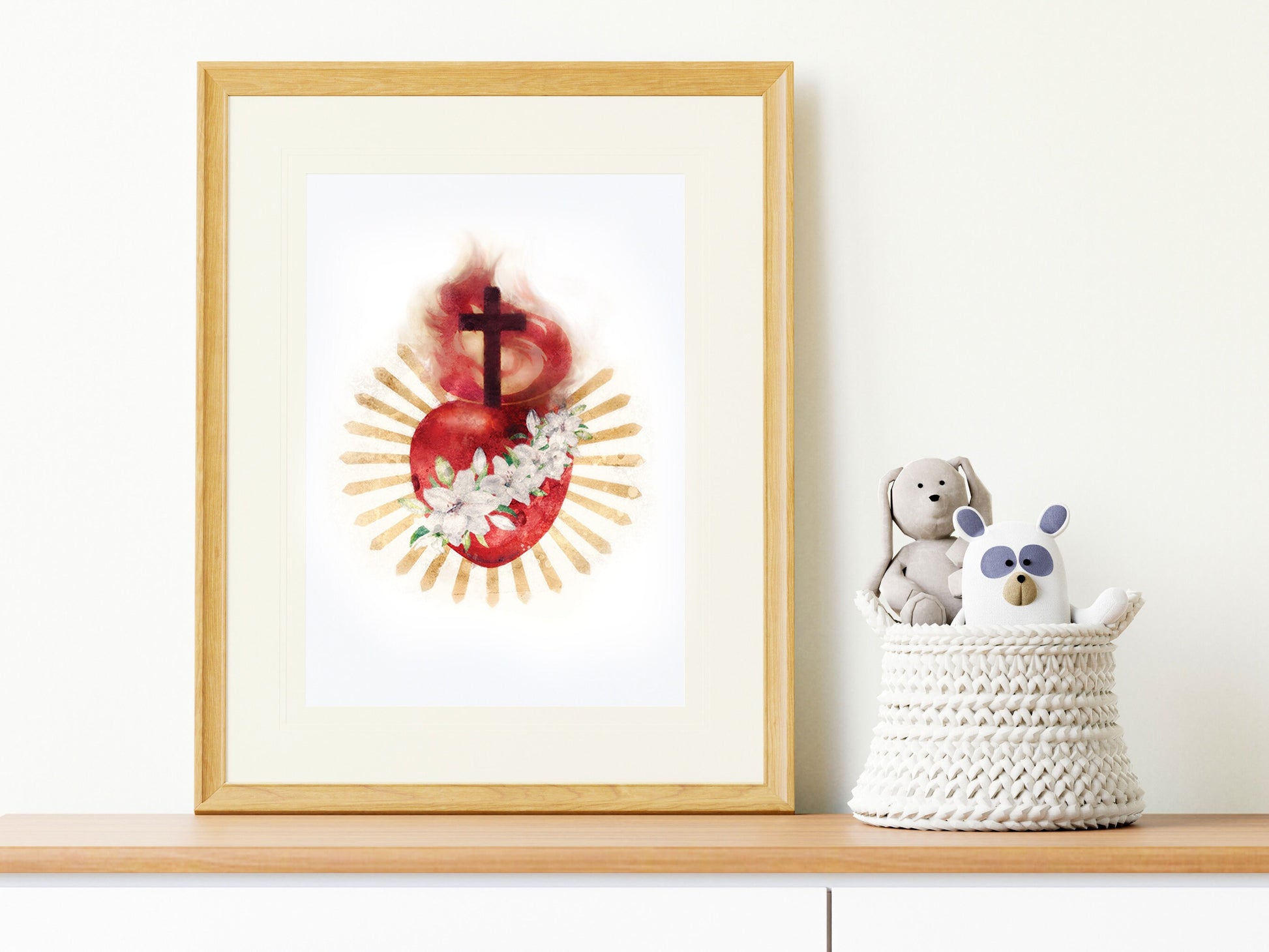 Heart of St. Joseph Print | Catholic Artwork | Saint Joseph | Catholic Baptism Gift | Catholic Confirmation Gift | Holy Family Heart
