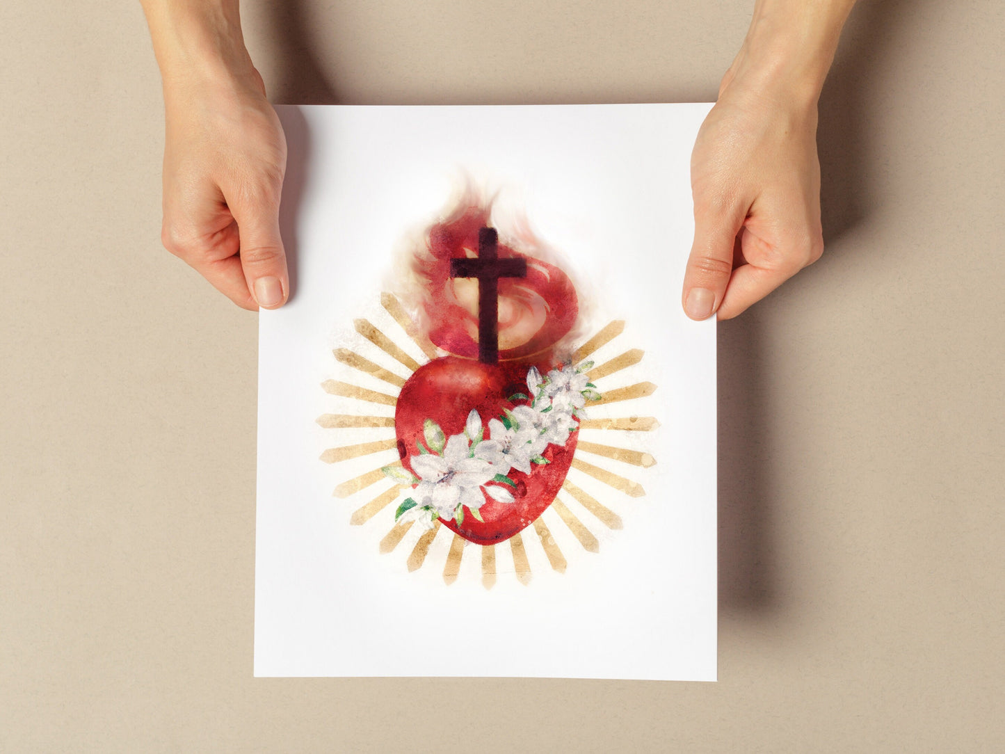 Heart of St. Joseph Print | Catholic Artwork | Saint Joseph | Catholic Baptism Gift | Catholic Confirmation Gift | Holy Family Heart