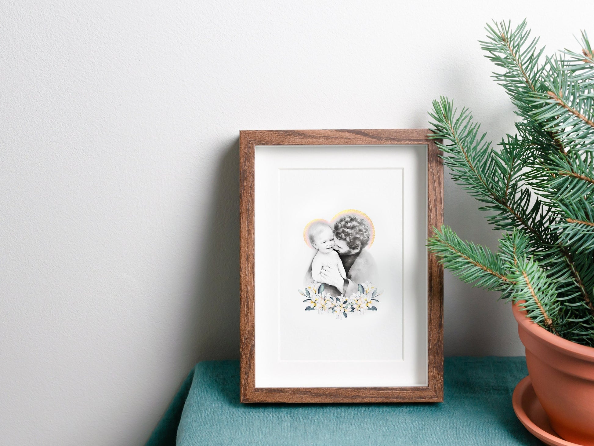 St. Joseph and the Child Jesus Print | Catholic Art | Catholic Gift | Saint Joseph | Baptism Gift | Catholic Gifts for Men