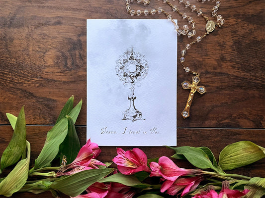 Holy Eucharist Print | Monstrance | Divine Mercy | Catholic | Catholic Print | Catholic Gifts | Godparent Gifts | Confirmation Gift
