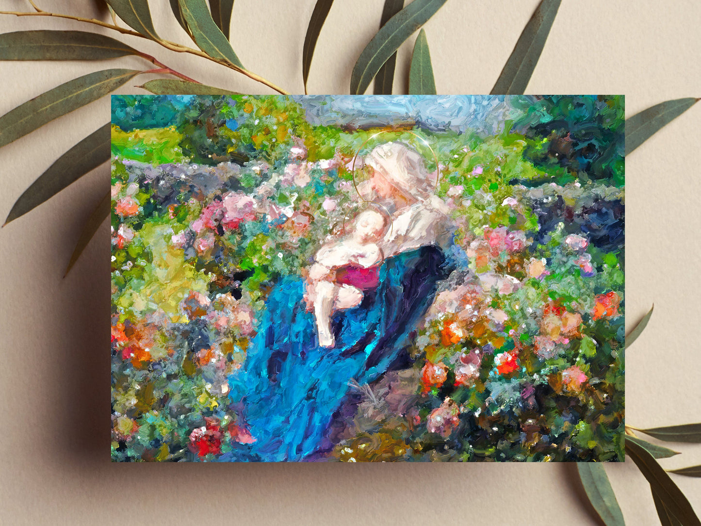 Our Lady Among the Flowers | Catholic Artwork | Virgin Mary | Virgin Mary Image | Catholic Gift | Mother Mary | Catholic Gifts for Women