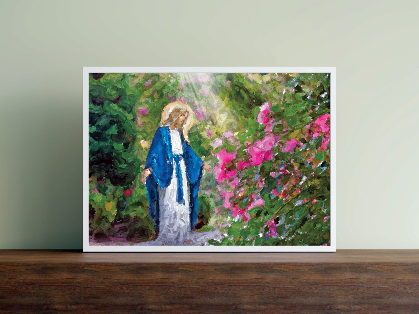 Our Lady Among the Flowers | Catholic Artwork | Virgin Mary | Virgin Mary Image | Catholic Gift | Mother Mary | Catholic Gifts for Women