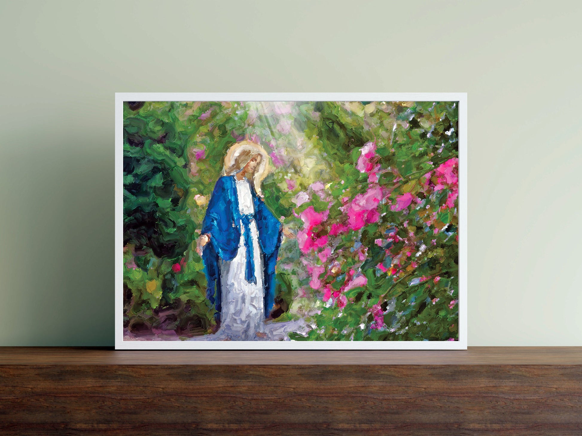 Our Lady Among the Flowers | Catholic Artwork | Virgin Mary | Virgin Mary Image | Catholic Gift | Mother Mary | Catholic Gifts for Women