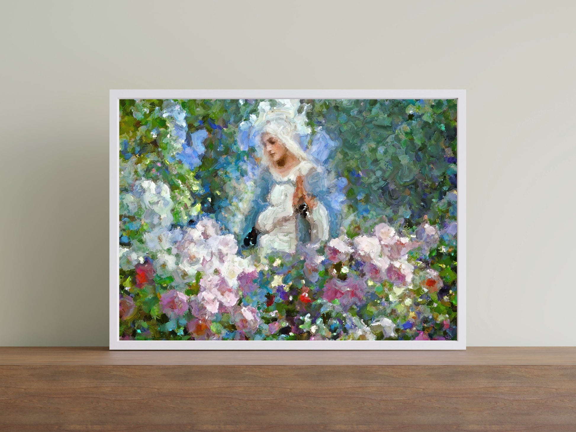 Our Lady Among the Flowers | Catholic Artwork | Virgin Mary | Virgin Mary Image | Catholic Gift | Mother Mary | Catholic Gifts for Women