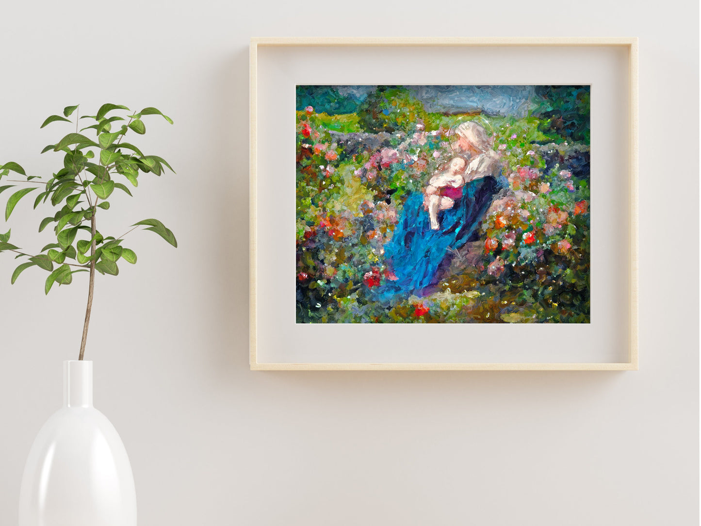 Our Lady Among the Flowers | Catholic Artwork | Virgin Mary | Virgin Mary Image | Catholic Gift | Mother Mary | Catholic Gifts for Women