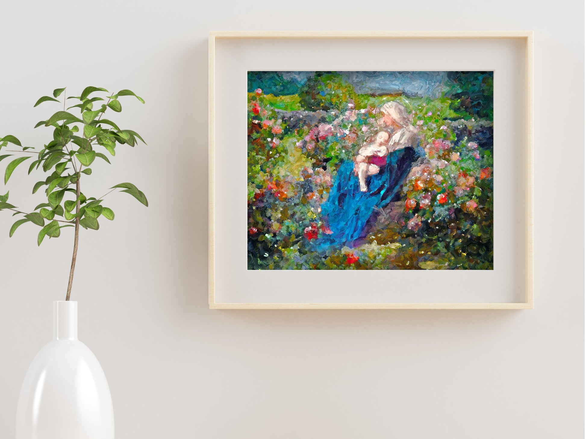 Our Lady Among the Flowers | Catholic Artwork | Virgin Mary | Virgin Mary Image | Catholic Gift | Mother Mary | Catholic Gifts for Women