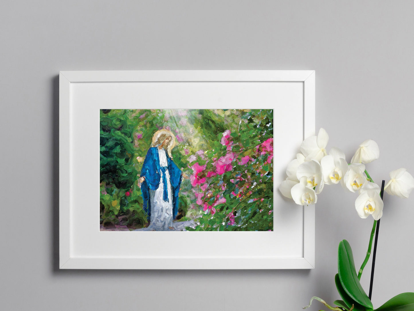Our Lady Among the Flowers | Catholic Artwork | Virgin Mary | Virgin Mary Image | Catholic Gift | Mother Mary | Catholic Gifts for Women