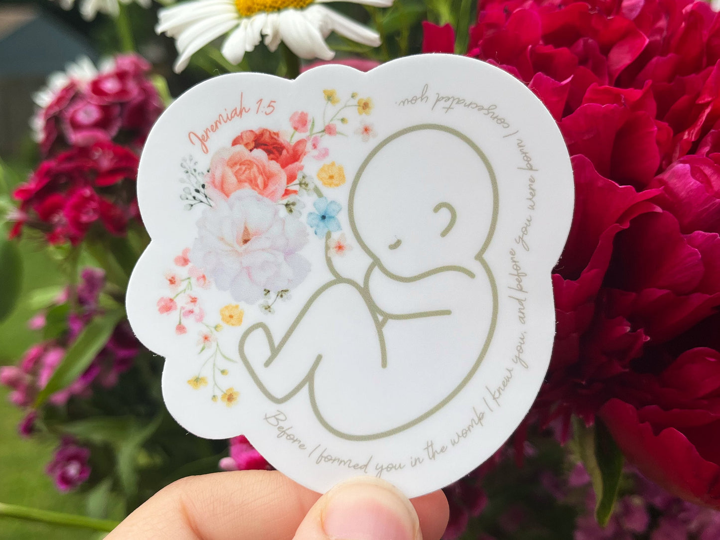 Prolife Sticker | Catholic Sticker | Catholic Gifts | Miscarriage Gift | Prolife Art | Catholic Confirmation Gift | Jeremiah 1:5 Bible Verse