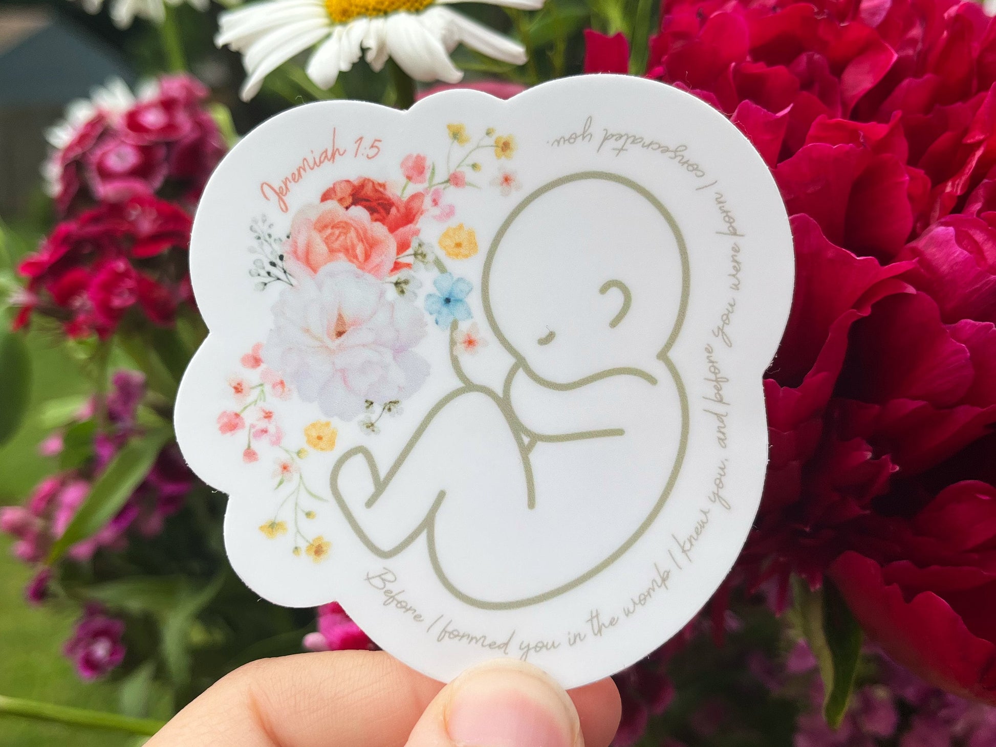 Prolife Sticker | Catholic Sticker | Catholic Gifts | Miscarriage Gift | Prolife Art | Catholic Confirmation Gift | Jeremiah 1:5 Bible Verse