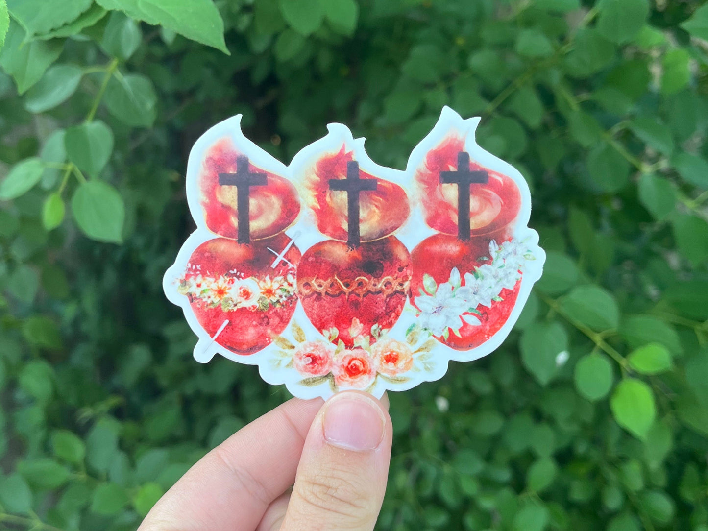 Hearts of the Holy Family Sticker | Catholic Sticker | Catholic Gifts | Baptism Gifts | Catholic Wedding Favors | Catholic Decals