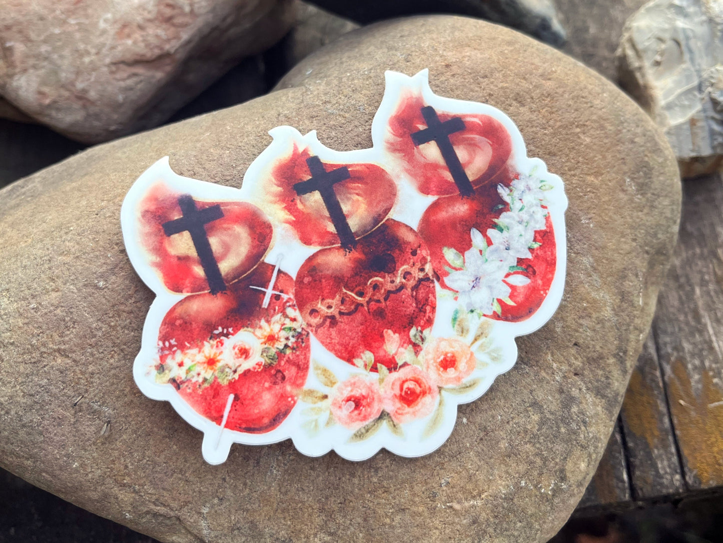 Hearts of the Holy Family Sticker | Catholic Sticker | Catholic Gifts | Baptism Gifts | Catholic Wedding Favors | Catholic Decals