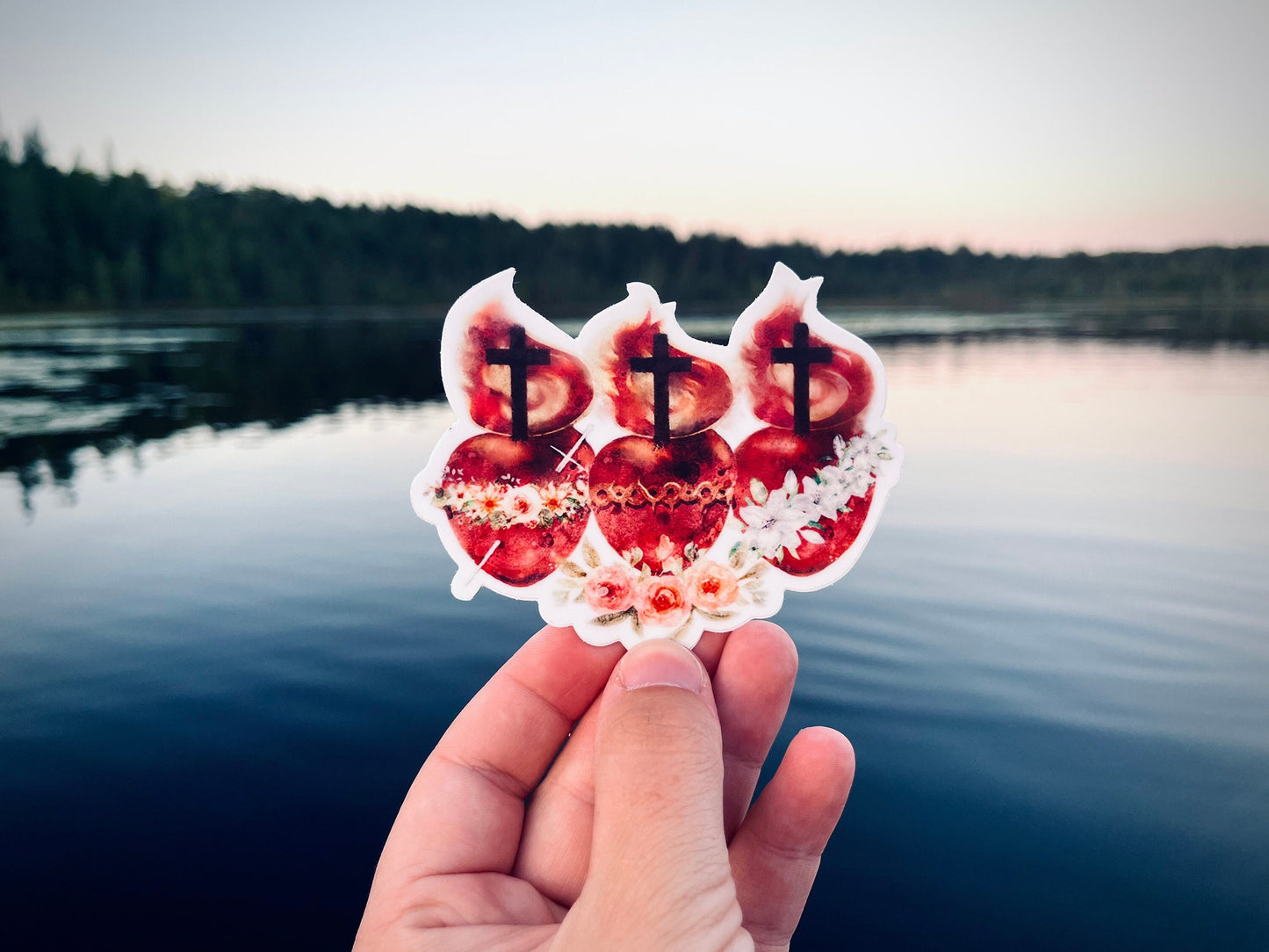 Hearts of the Holy Family Sticker | Catholic Sticker | Catholic Gifts | Baptism Gifts | Catholic Wedding Favors | Catholic Decals