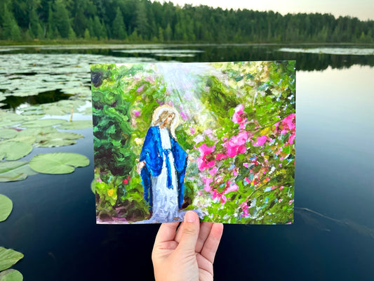 Our Lady Among the Flowers | Catholic Artwork | Virgin Mary | Virgin Mary Image | Catholic Gift | Mother Mary | Catholic Gifts for Women