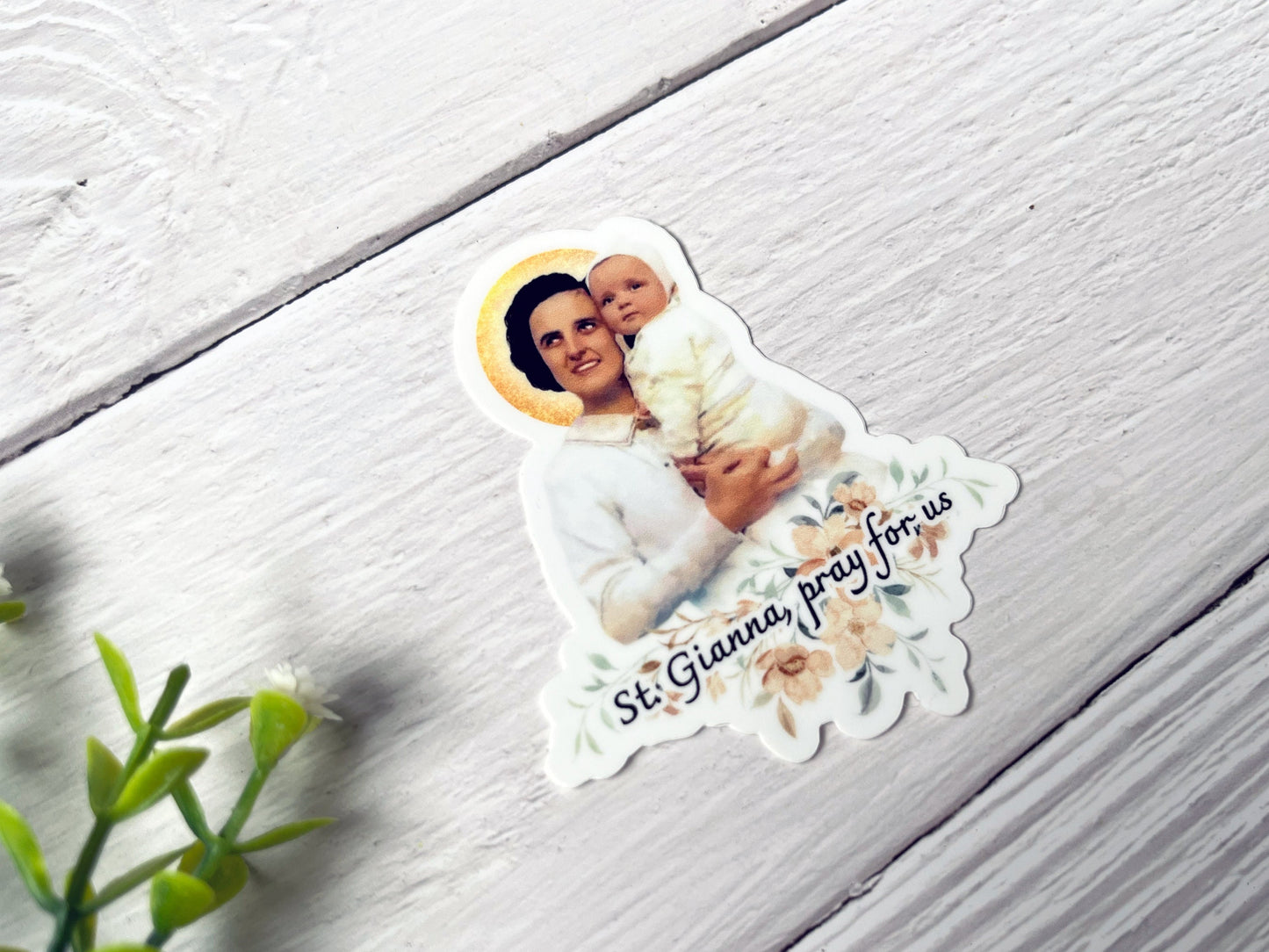 St. Gianna Molla Sticker | Catholic Sticker | Catholic Gift | Godparent Gift | Catholic Wedding Favor | Catholic Kids Gift