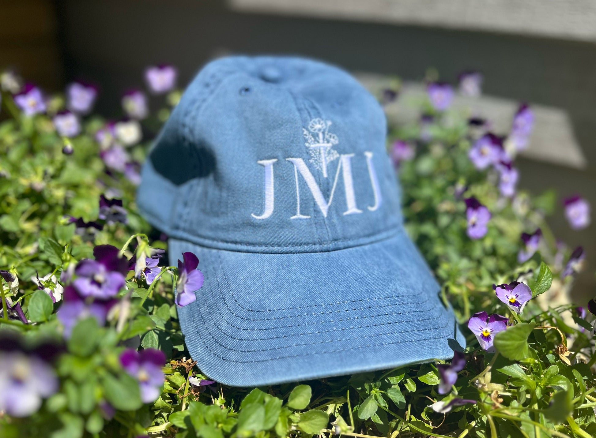 JMJ Blue Embroidered Ball Cap | Catholic Hat | Catholic Gifts for Women | Catholic Gifts for Godparents | Confirmation Gift