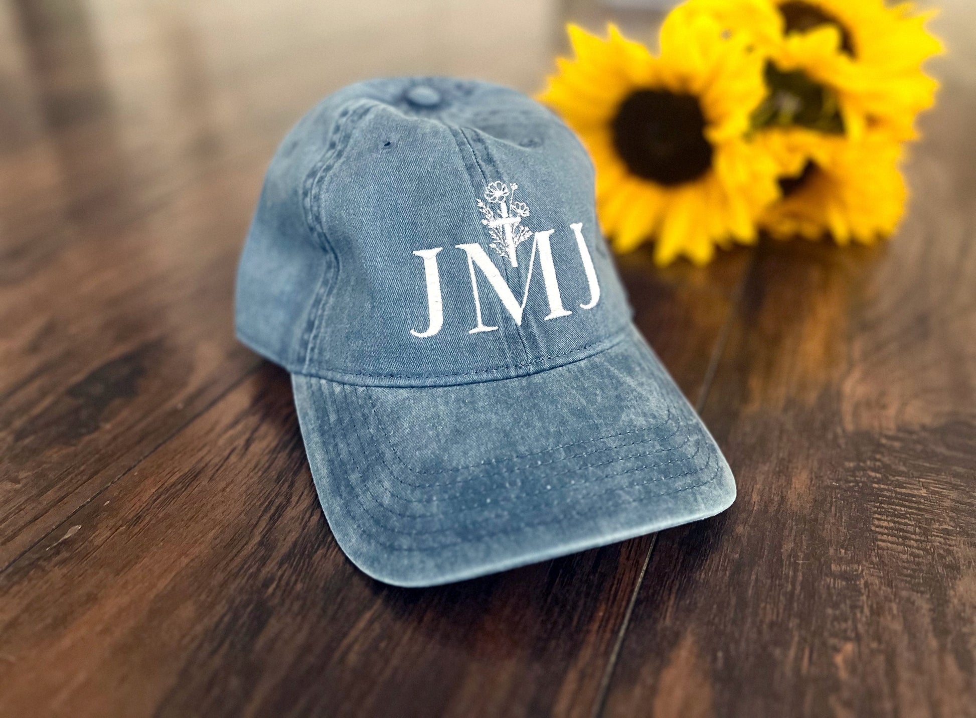 JMJ Blue Embroidered Ball Cap | Catholic Hat | Catholic Gifts for Women | Catholic Gifts for Godparents | Confirmation Gift