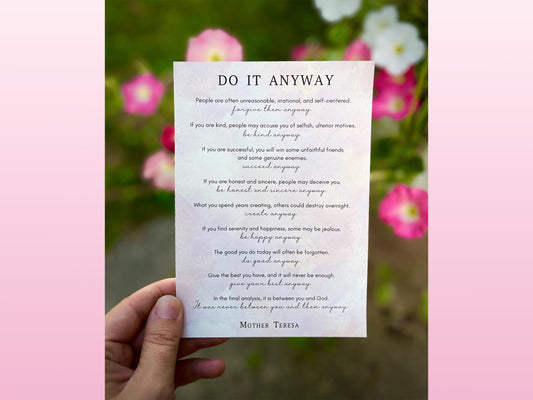 Do It Anyway Prayer by St. Mother Teresa | Catholic Gifts | Catholic Prayers | Mother Teresa