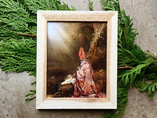 St. Nicholas and Baby Jesus | Catholic Artwork | St. Nick | Christmas | Catholic Gift | Saint Nicholas