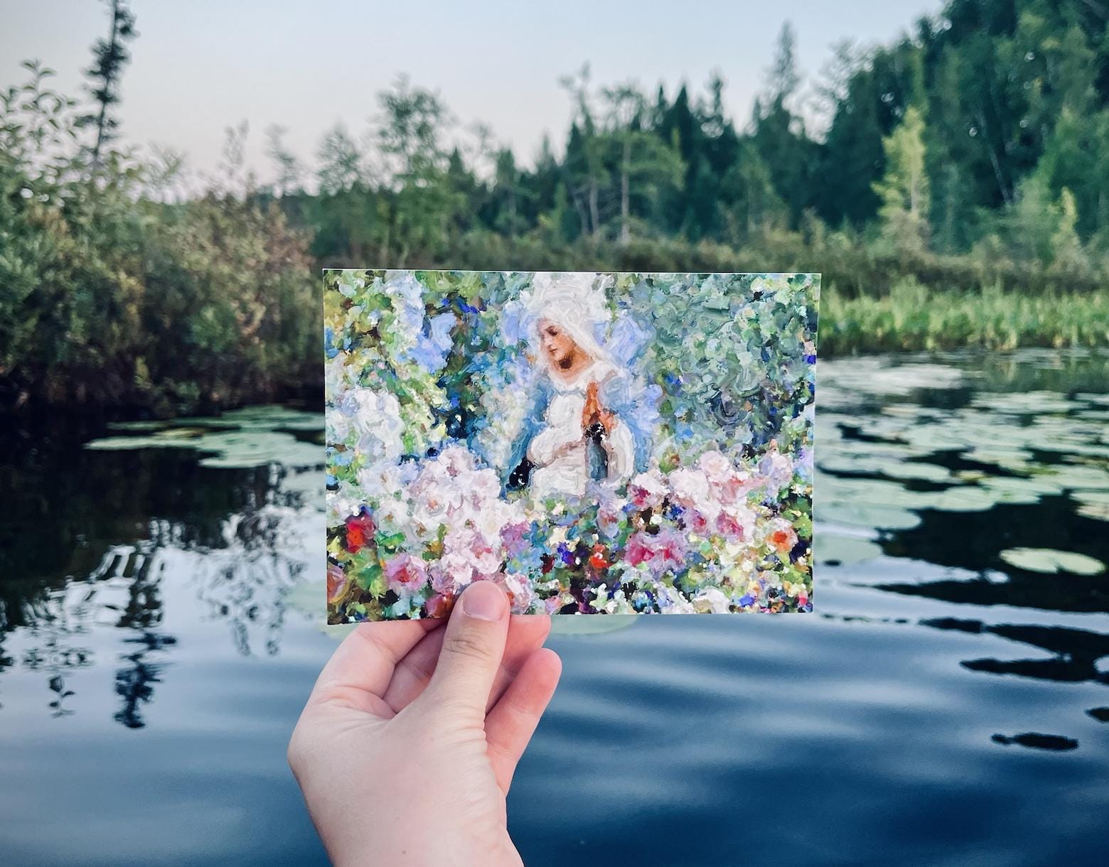 Our Lady Among the Flowers | Catholic Artwork | Virgin Mary | Virgin Mary Image | Catholic Gift | Mother Mary | Catholic Gifts for Women