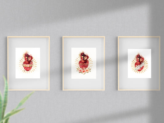 Hearts of the Holy Family 8x10 Print | Catholic Artwork | Holy Family | Catholic Baptism Gift | Catholic Confirmation Gift | Godparent Gift