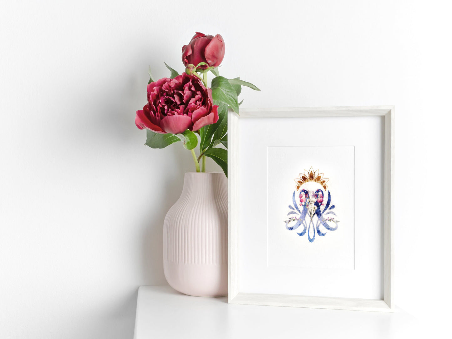 Virgin Mary Monogram Print | Catholic Artwork | Virgin Mary | Auspices | Catholic Baptism Gift | Auspice Maria | Wedding Gift | Marian M