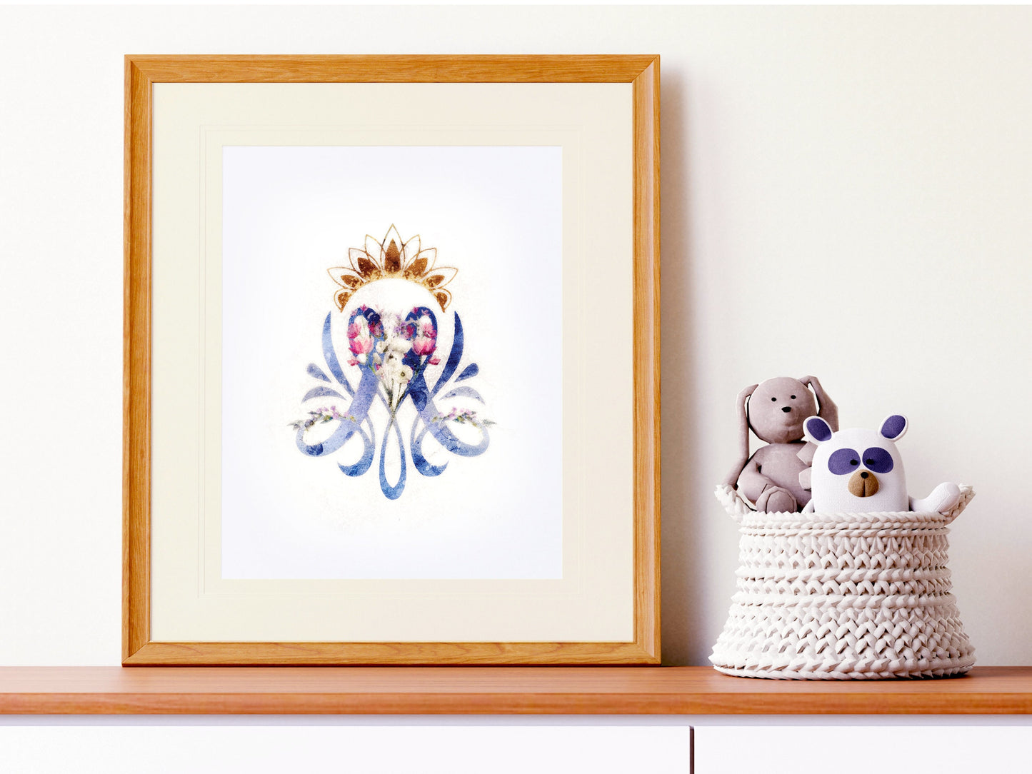 Virgin Mary Monogram Print | Catholic Artwork | Virgin Mary | Auspices | Catholic Baptism Gift | Auspice Maria | Wedding Gift | Marian M