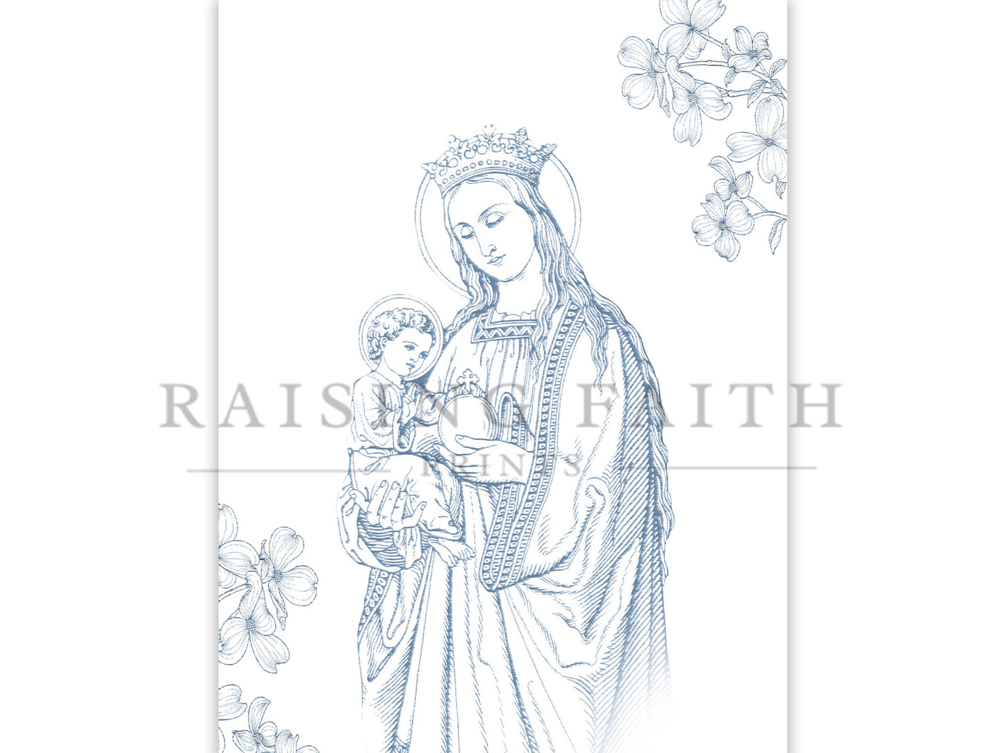 Our Blessed Mother and the Child Jesus Print | Virgin Mary | Catholic | Catholic Print | Catholic Gift | Catholic Wedding Gift | Our Lady