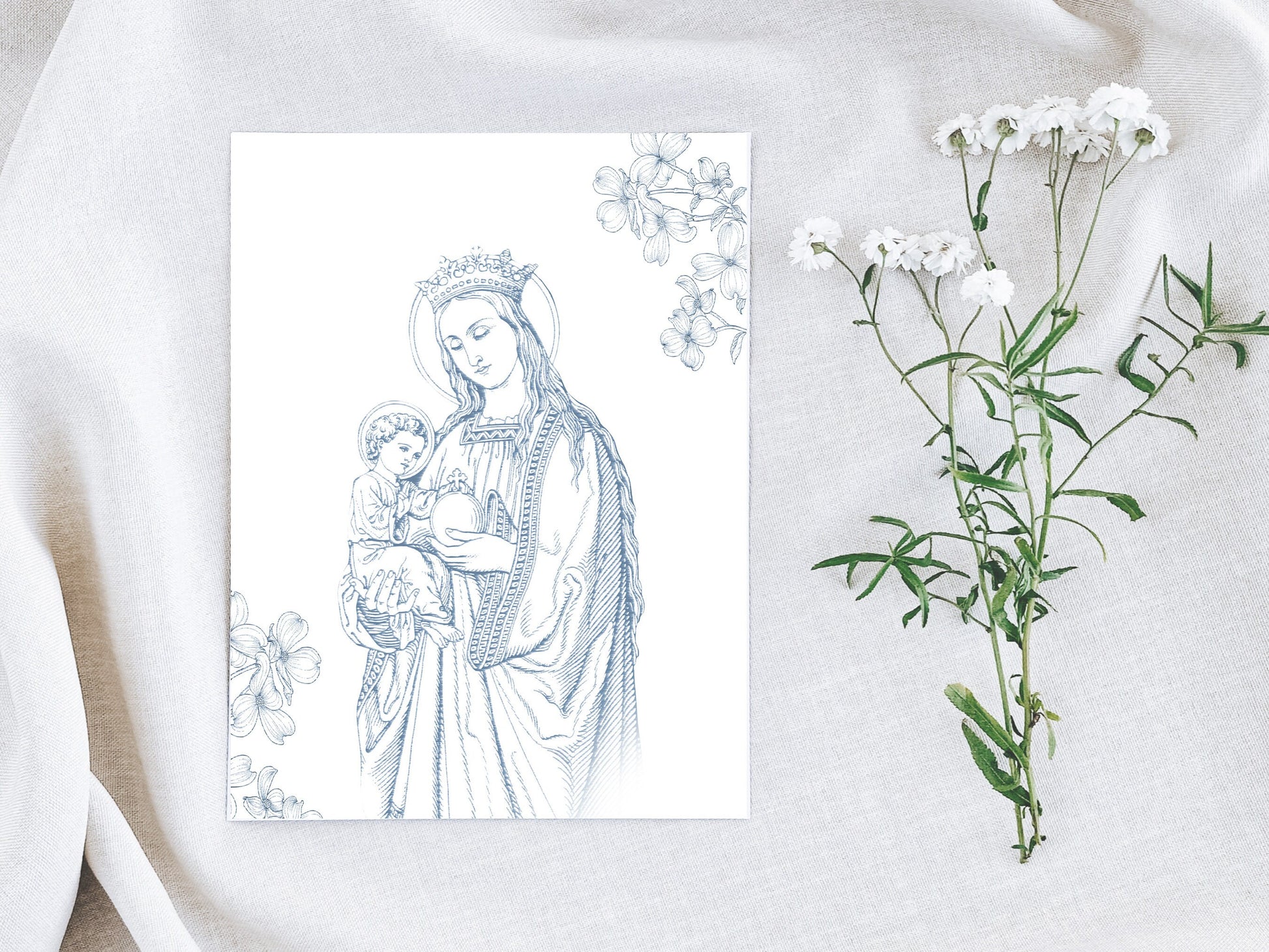 Our Blessed Mother and the Child Jesus Print | Virgin Mary | Catholic | Catholic Print | Catholic Gift | Catholic Wedding Gift | Our Lady