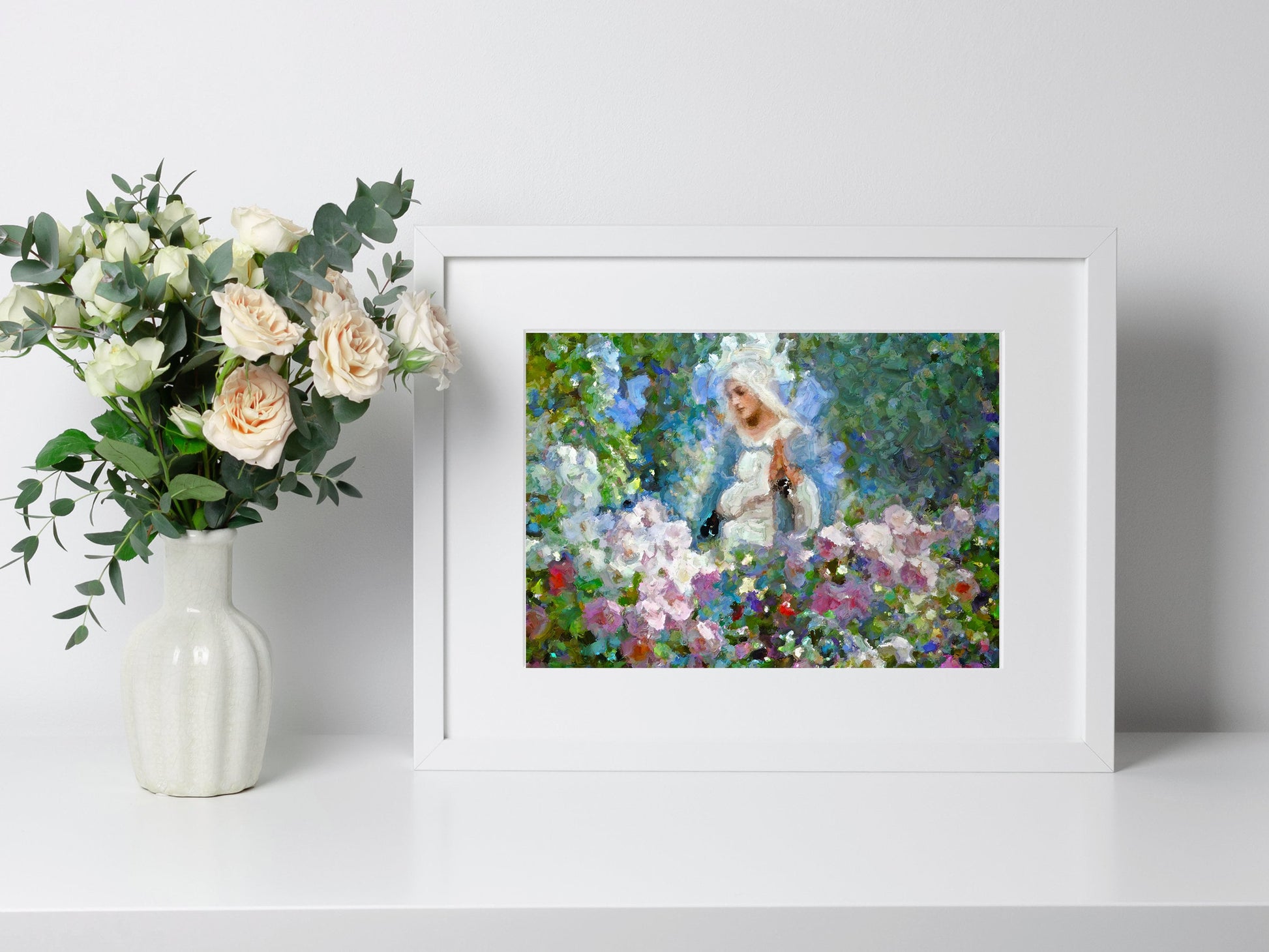 Our Lady Among the Flowers Print