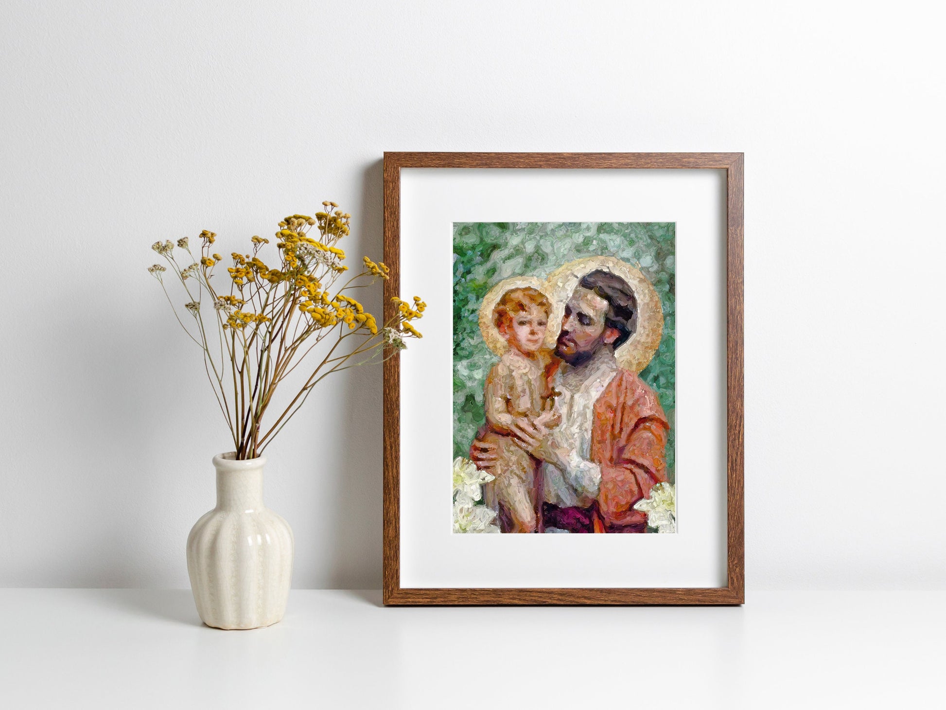 St. Joseph and Jesus Among the Lilies Print