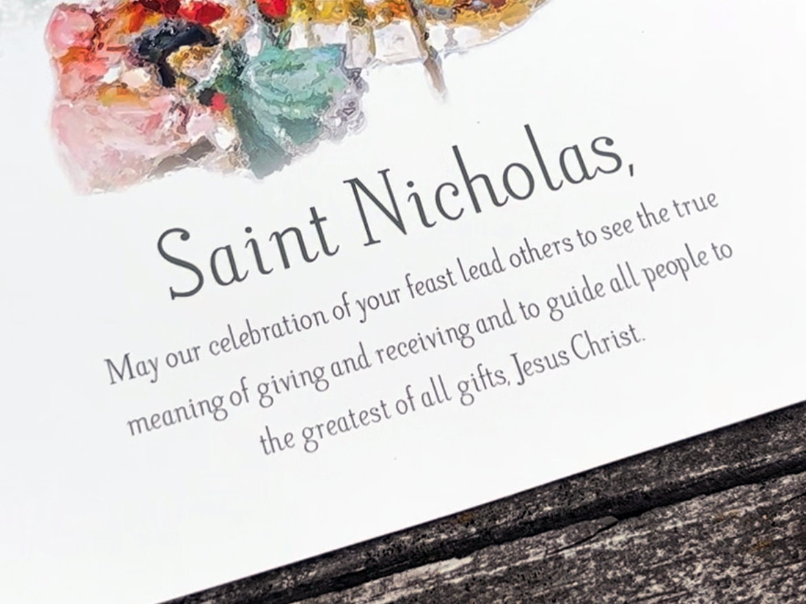 St. Nicholas Print | Catholic Artwork | Catholic Christmas | St. Nicholas Prayer | Catholic Gift | Catholic Christmas Gift