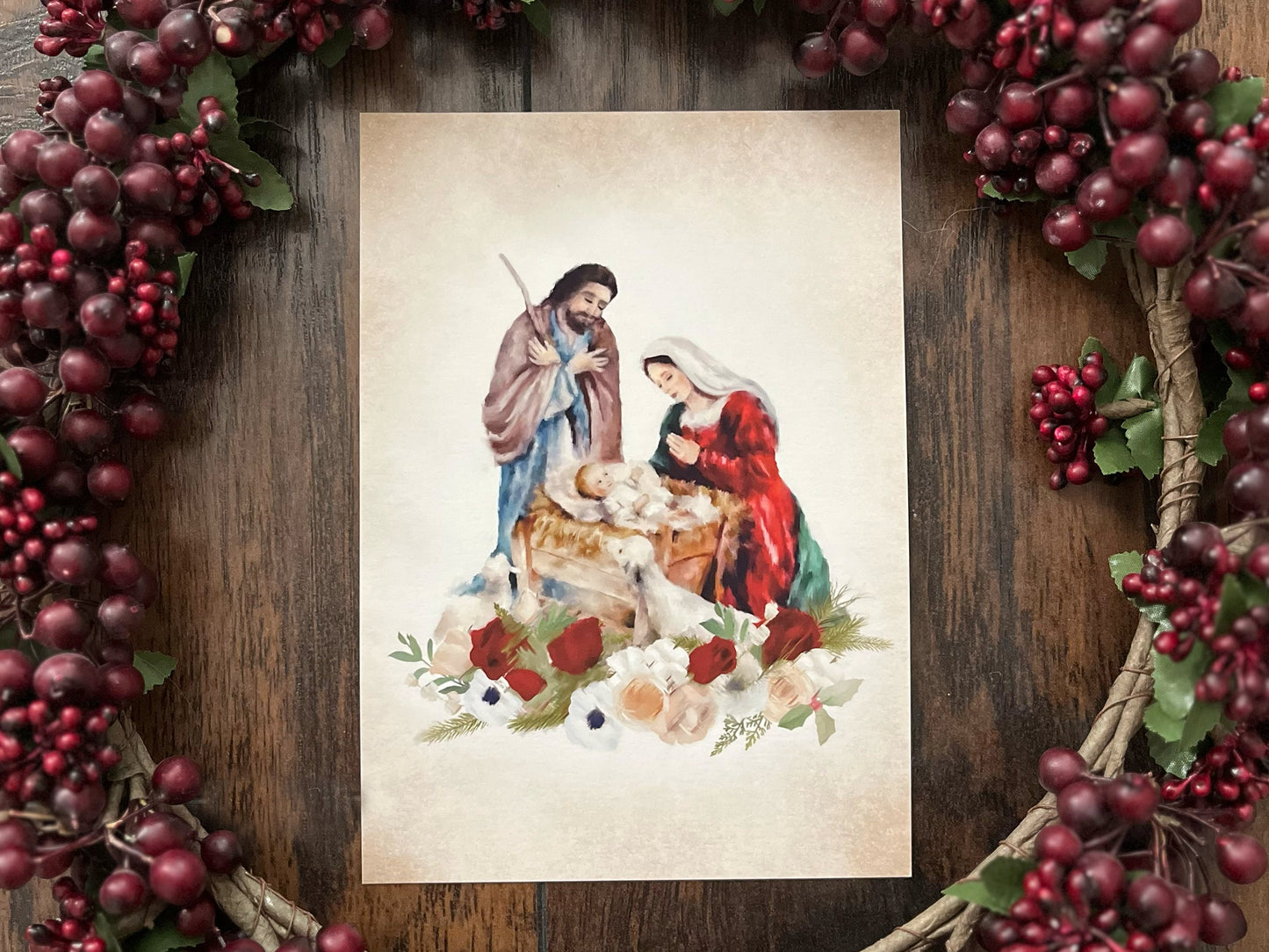 Nativity Print | Catholic Artwork | Catholic Christmas | Nativity Scene | Catholic Gift | Catholic Christmas Decor | Holy Family Print