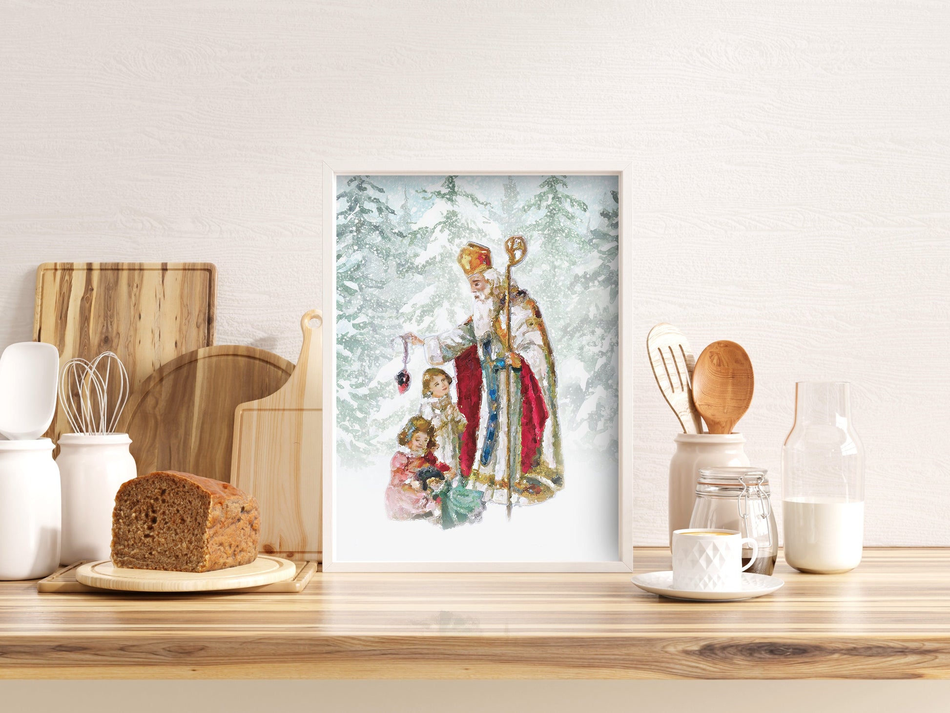 St. Nicholas Print | Catholic Artwork | Catholic Christmas | St. Nicholas Prayer | Catholic Gift | Catholic Christmas Gift