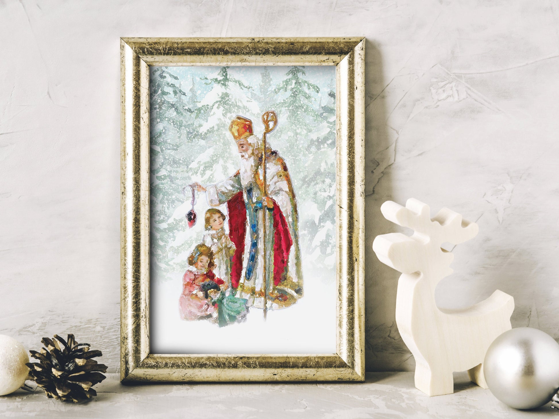 St. Nicholas Print | Catholic Artwork | Catholic Christmas | St. Nicholas Prayer | Catholic Gift | Catholic Christmas Gift
