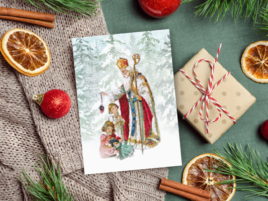 St. Nicholas Print | Catholic Artwork | Catholic Christmas | St. Nicholas Prayer | Catholic Gift | Catholic Christmas Gift